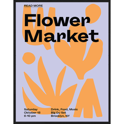 Any Image Print 'Flower Market' - Schilderij - Wanddecoratie - Inclusief beukenhouten lijst - Poster - 73x93cm - Zwarte lijst met Passe Partout