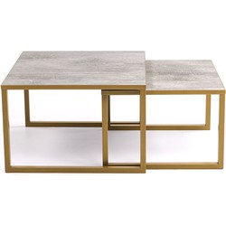 Stalux Salontafelset 'Lisa' 65 en 50cm, kleur goud / beton