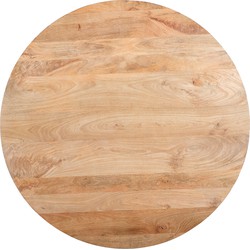 QUVIO Eettafel Sofia – Rond – Ø120 – Stalen kruispoot – FSC®-gecertificeerd mangohout – Zwart – Naturel