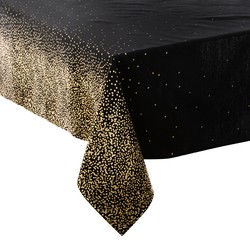 2x stuks tafelkleden/tafellakens zwart met gouden glitter van polyester/katoen formaat 140 x 240 cm - Tafellakens