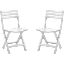 Set van 2x stuks witte kunststof klapstoelen voor binnen en buiten - Klapstoelen