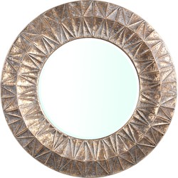 PTMD Lorrix Gold iron mirror with lines pattern round