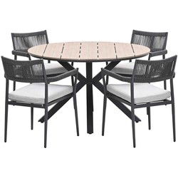 Garden Impressions Tineo tuinset 5-delig - Tulli tuintafel Ø122x75 cm - light teak vironwood