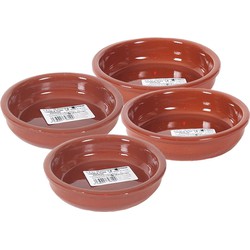 4x Terracotta tapas bakjes/schaaltjes 14 cm en 12 cm - Snack en tapasschalen