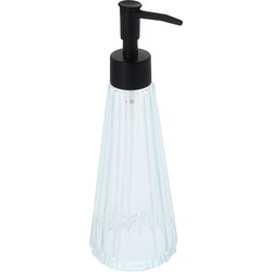QUVIO-Zeepdispenser - Glas - 300 ml - Transparant met zwarte zeeppompje