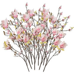 8x Roze Magnolia kunstbloem 105 cm - Kunstbloemen