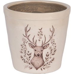 Clayre & Eef Bloempot Ø 15x14 cm Beige Keramiek Hert