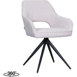 LABEL51 Eetkamerstoel Finley - Naturel - Boucle - Black Frame