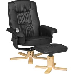 Pippa Design draaibare fauteuil en kruk - zwart kunstleer