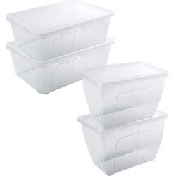 4x Voedsel plastic bewaarbakjes hoog/diep 1,5 en 2 liter transparant - Vershoudbakjes