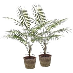 2x Groene palmboom kunstplant 70 cm in pot - Kunstplanten