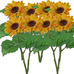 8x Gele kunst zonnebloemen kunstbloemen 35 cm decoratie - Kunstbloemen