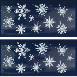 3x Witte kerst raamstickers glitter sneeuwvlokken 23 x 49 cm - Feeststickers