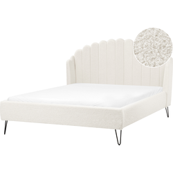 Beliani AMBILLOU - Tweepersoonsbed-Wit-Bouclé