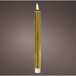 Lumineo LED dinerkaarsen - 2x st - goud glimmend - 24,5 cm - LED kaarsen