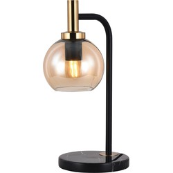 OSIRA Tafellamp E27 Zwart + goud, amber glas Ã˜150mm