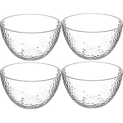 Set van 4x stuks Gourmet kommetje/serveer schaaltjes - relief kunststof - D14 cm - Saladeschalen