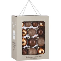 House of Seasons Kerstballen Set - 26 Stuks - Ø7 cm - Glas - Bruin