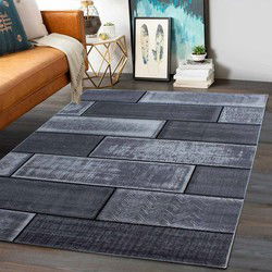 Marlon Modern Zwart / Grijs vloerkleed - - 240 X 340 CM