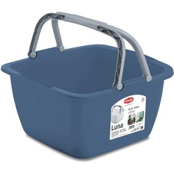 Stefanplast Wasmand/draagmand/teil met hengsel - kunststof - 18 Liter - blauw - 40 x 40 x 23 cm - Emmers