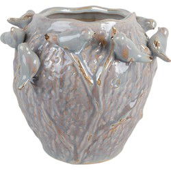 Clayre & Eef Bloempot Blauw Terracotta