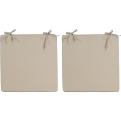 2x Buitenstoelen stoelkussens taupe beige 40 x 40 cm - Sierkussens