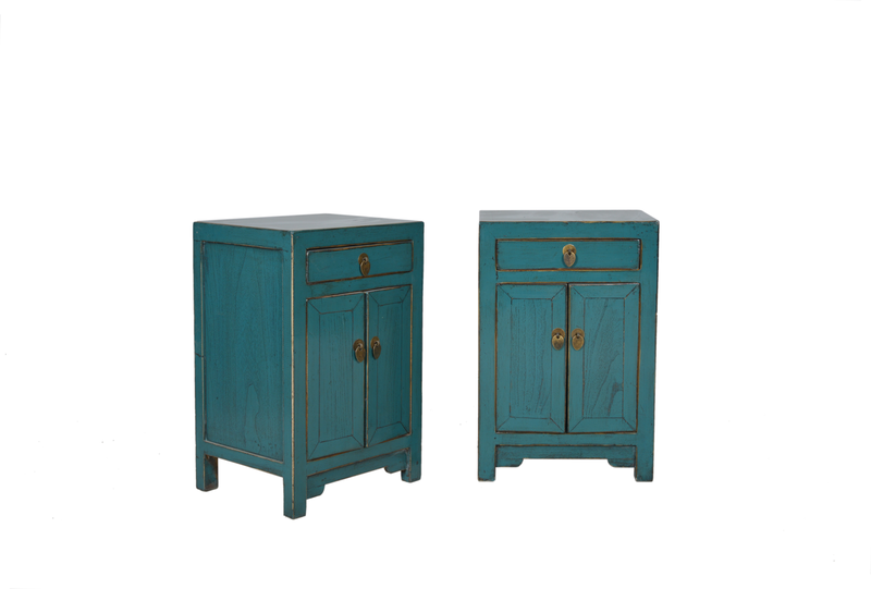 Fine Asianliving [PREORDER WEEK48] Designed Chinese Bedside Table Teal - 