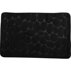 Badkamerkleedje/badmat tapijt - kiezel motief - vloermat - zwart - 50 x 80 cm - laagpolig - Badmatjes
