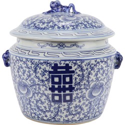 Fine Asianliving Chinese Gemberpot Blauw Wit Porselein Dubbele