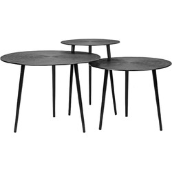LABEL51 Salontafel Set Nobby - Zwart - Metaal - 60 cm - Rond
