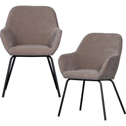 WOOOD Vos Eetkamerstoelen - Polyester - Taupe - Set van 2