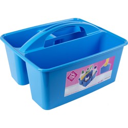 Blauwe opbergbox/opbergdoos mand met handvat 6 liter kunststof - Opbergbox