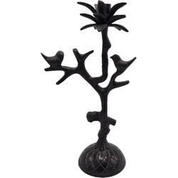 Deco4yourhome - Kandelaar - Bird - Vogel - Palmboom - Black Antique - Zwart