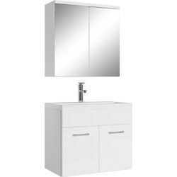 Badplaats Badkamermeubel Set Montreal 01 60 cm - Wit Hoogglans - Badmeubel met spiegelkast