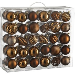 House of Seasons Kerstballen Set - 60 Stuks - Ø7 cm - Onbreekbaar - Bruin