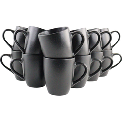 OTIX Koffiekopjes - set van 12 - met Oor - Koffietassen - Zwart - 350ml - Keramiek