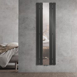 Badkamerradiator enkellaags incl. spiegel 1600x450 mm antraciet met middenaansluiting LuxeBath