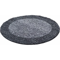 Candy Shaggy Lijstmotief Rond Shaggy vloerkleed - grijs - 120 X 120 ROND CM