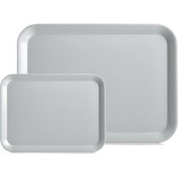 Dienblad - set 2x - grijs - kunststof - 24 x 18 cm en 44 x 32 cm - Dienbladen