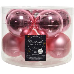 Kerstbal glas d6 cm lip roze 10st kerst