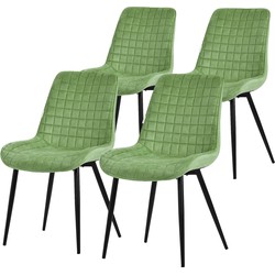 Eetkamerstoel set van 4 salie met fluwelen bekleding en stalen poten Keukenstoel met rugleuning ML design