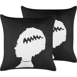 MANDEVILLA  - Sierkussen set van 2 - Zwart - 45 x 45 cm - Fluweel