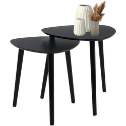 MISOU Salontafe - Set van 2 - Bijzettafel - Driehoekig - Zwart - Bijzettafeltje