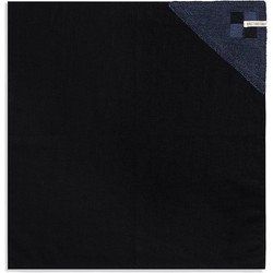 Knit Factory Linnen Theedoek - Poleerdoek - Keuken Droogdoek Block - Zwart/Jeans - 65x65 cm