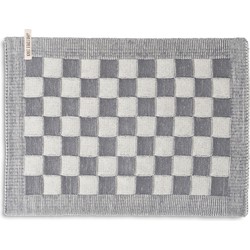 Knit Factory Gebreide Placemat - Onderlegger Block - Ecru/Med Grey - 50x30 cm