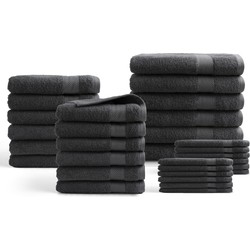 DoubleDry Hotel Handdoeken 30-delig Set - 100% Katoen 500 g/m2 - Zacht & Absorberend - Antraciet