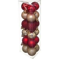 Atmosphera Kerstballen - 18x - rood/goud - mix - kunststof - 3 cm - Kerstbal