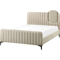LUNAN - Tweepersoonsbed - Beige - 140 x 200 cm - Bouclé