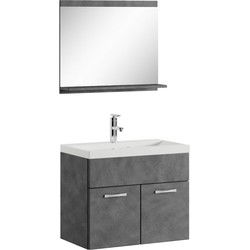 Badplaats Badkamermeubel Montreal Set 02 60 x 35 cm - Donker Grijs - Badmeubel met Spiegel