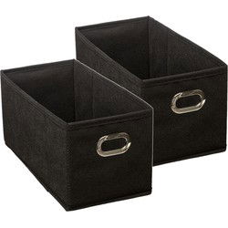 5Five Opbergmand/kastmand - 4x - zwart - linnen - 31 x 15 x 15 cm - Opbergmanden